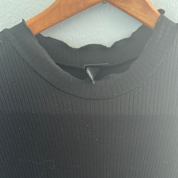 Girls Black Velvet Burnout Ribbed Dress Long Sleeve Stretch Party M 10/12 - Picture 4 of 10